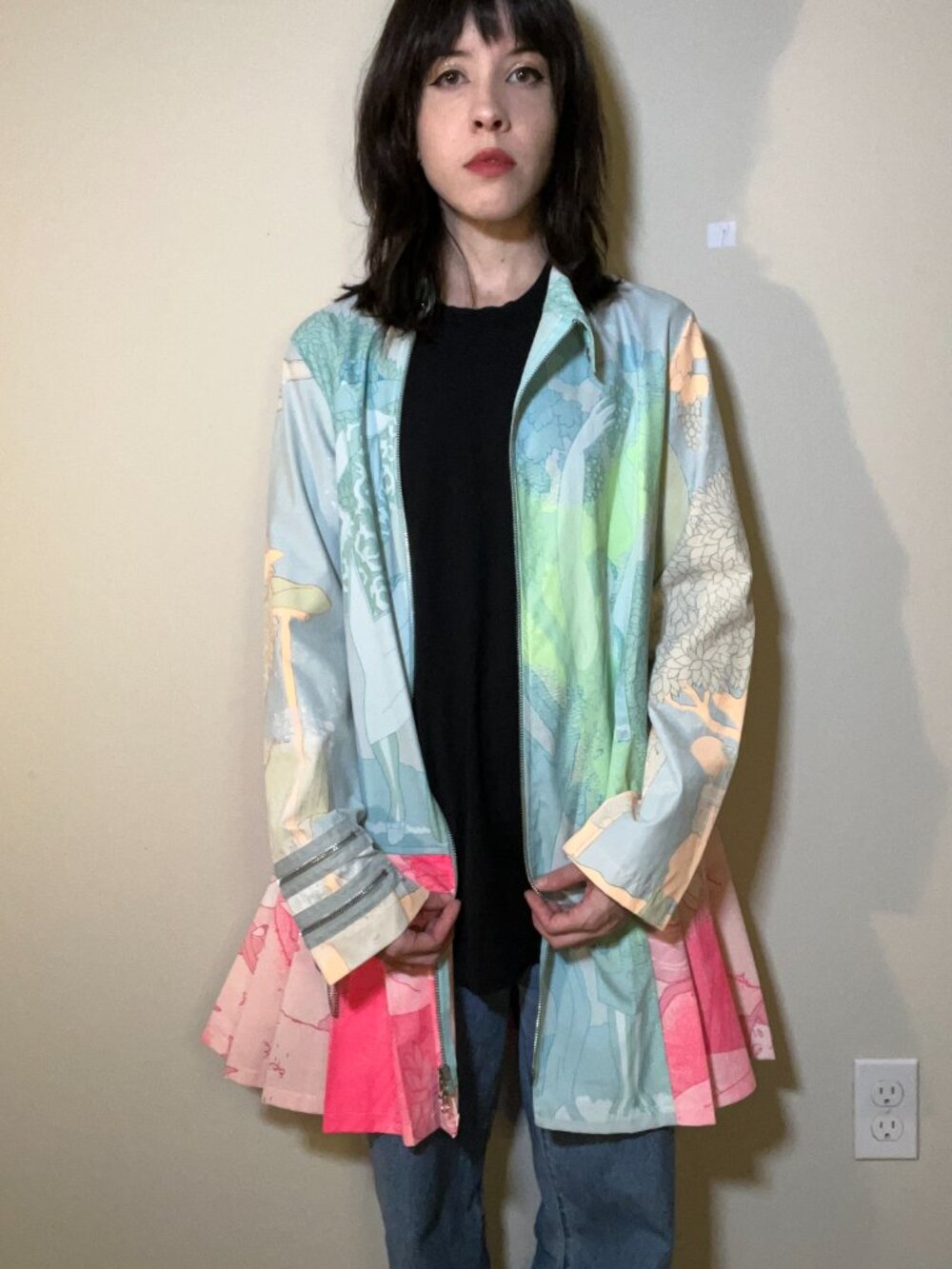 Amazing RARE sample sale zip spring moto jacket pastel rainbow - Picture 5 of 8